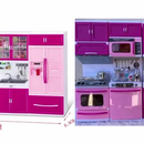 Cozinha Infantil Kit Geladeira Fogao Armarios Micro Ondas e Utensilios Menina Encantada