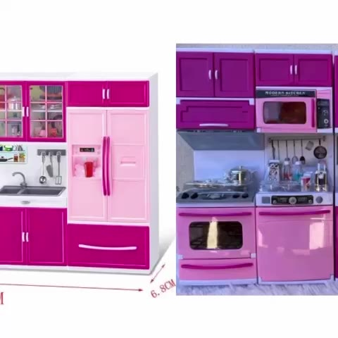 Cozinha Infantil Kit Geladeira Fogao Armarios Micro Ondas e Utensilios Menina Encantada