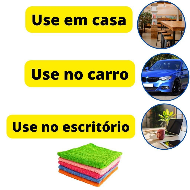 Kit 10 Panos De Limpeza Microfibra alta absorção Multiuso