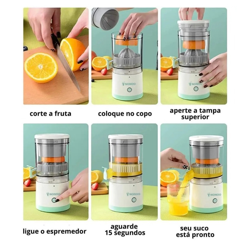 Espremedor De Laranja Frutas Elétrico Portátil Bivolt Extrator Recarregável USB