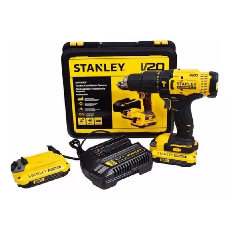 Parafusadeira Furadeira Impacto STANLEY 20v + 2 Baterias 1.5Ah + Carregador bivolt