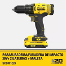 Parafusadeira Furadeira Impacto STANLEY 20v + 2 Baterias 1.5Ah + Carregador bivolt
