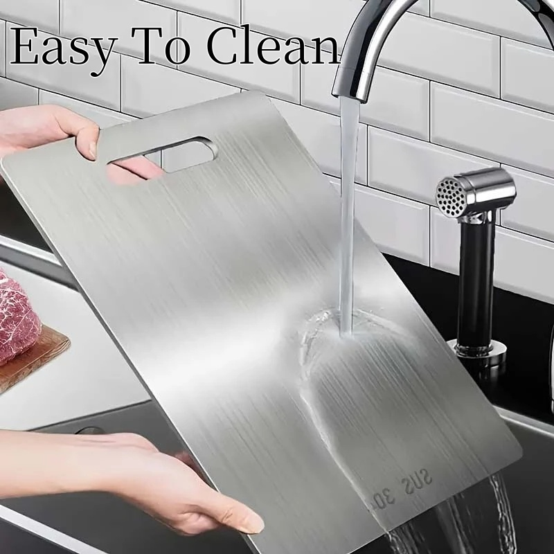 Tábua De Corte 304 Aço Inoxidável Antibacteriana À Prova De Mofo + Brinde jogo de facas