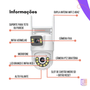 Camera View Dupla PRETO 360° Detection Humana Wifi 