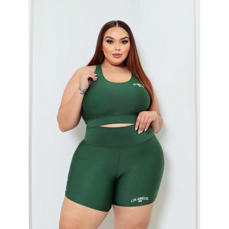 Kit 3 Conjuntos Top Shorts plus size 